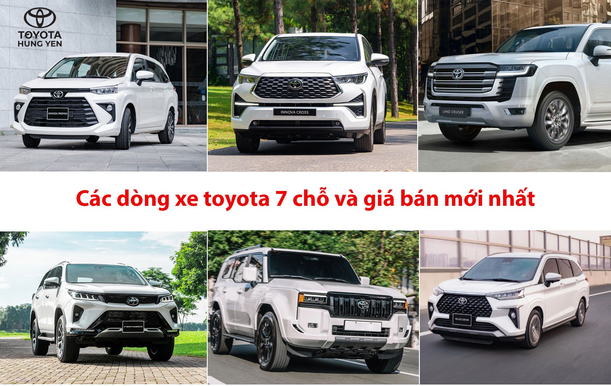 Các dòng xe toyota 7 chỗ và giá bán mới nhất