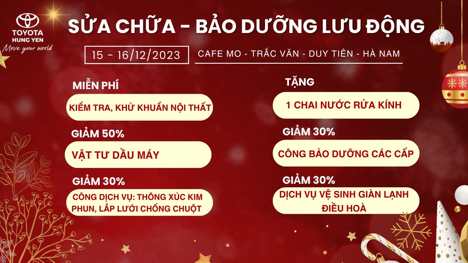 SỰ KIỆN BẢO DƯỠNG VÀ CHĂM SÓC XE CÙNG TOYOTA HƯNG YÊN– TẠI DUY TIÊN, HÀ NAM