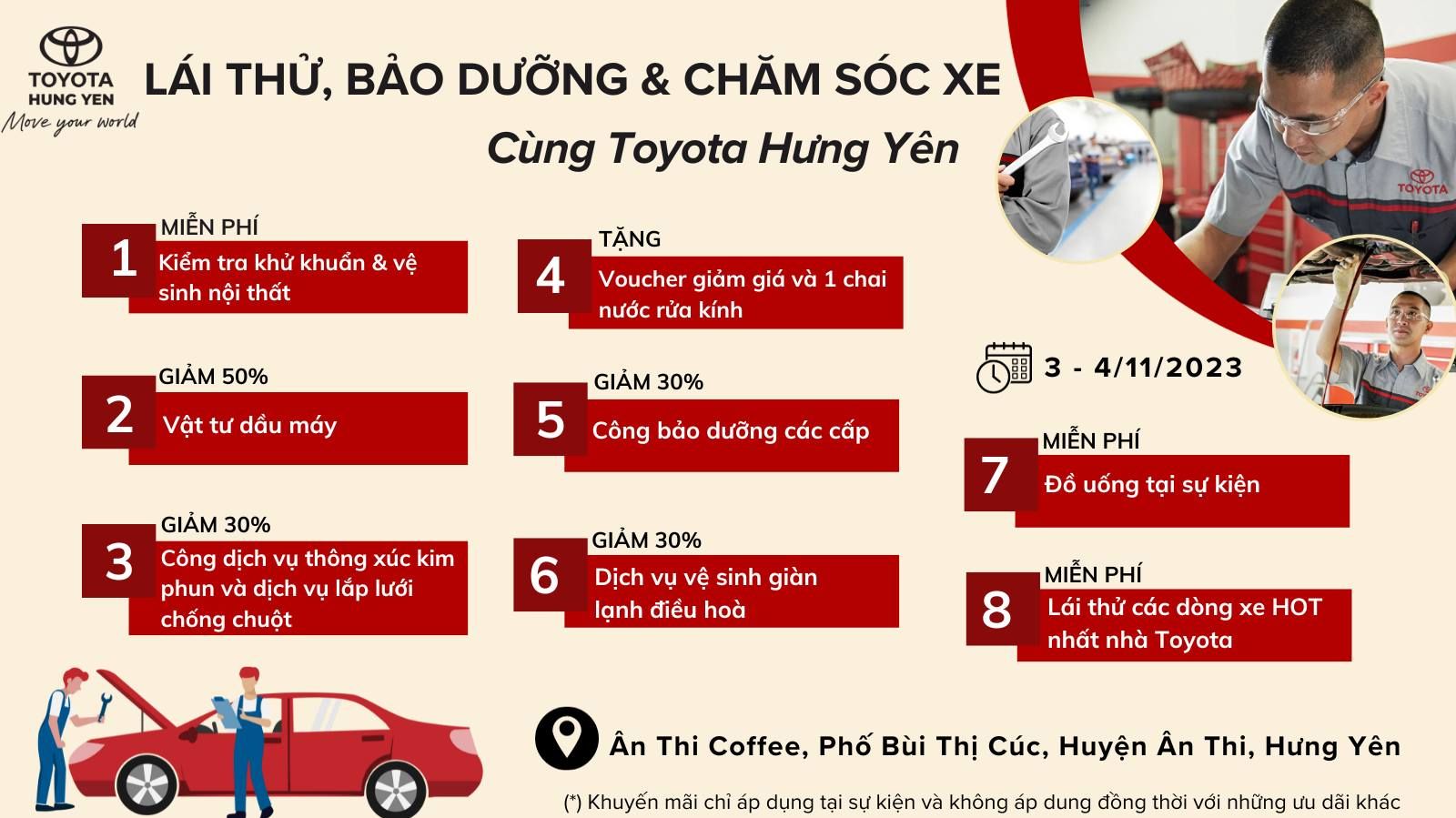 Sự Kiện Lái Thử, Bảo Dưỡng và Chăm Sóc Xe cùng Toyota Hưng Yên