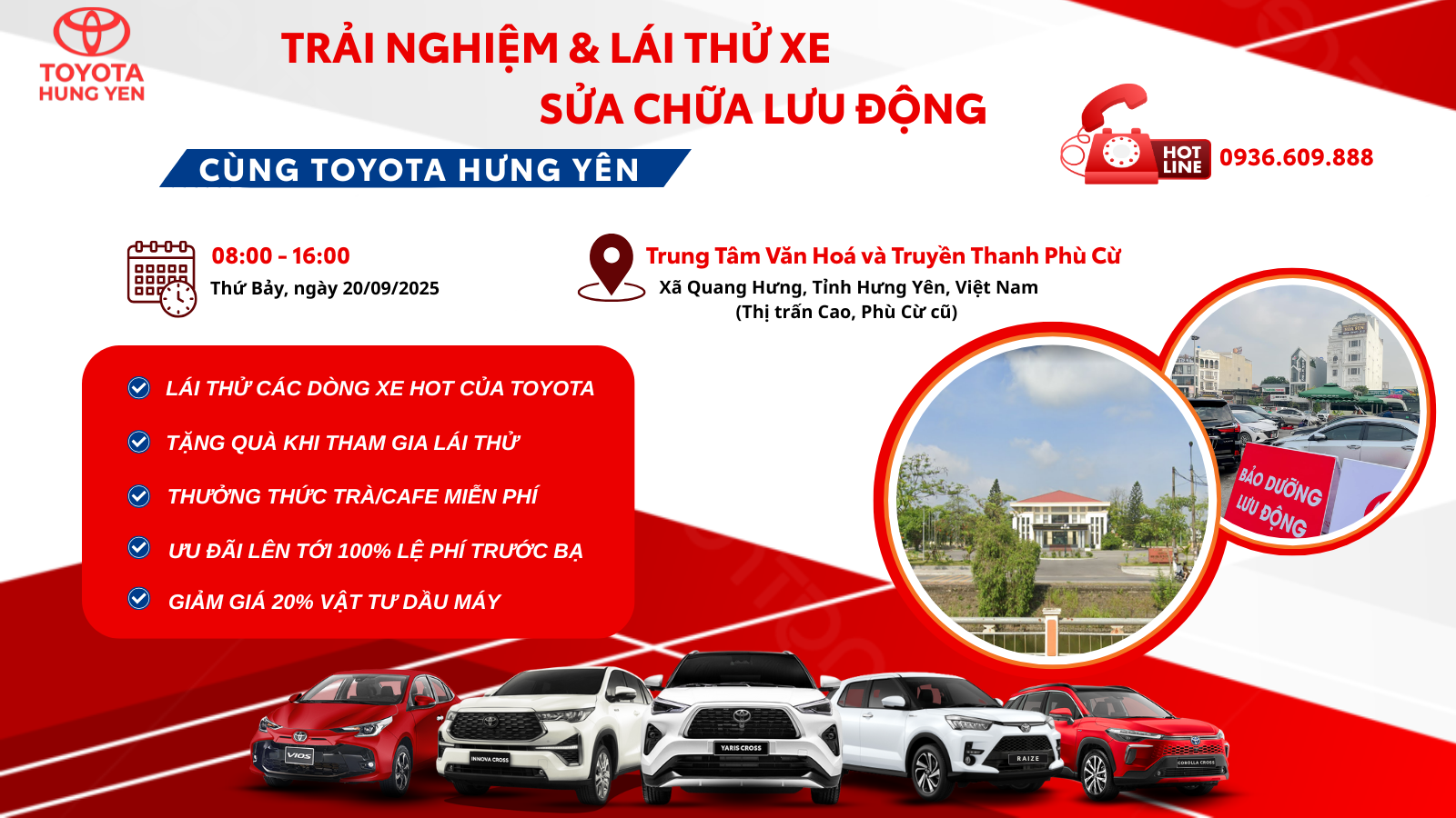 SỰ KIỆN LÁI THỬ VÀ BẢO DƯỠNG XE CÙNG TOYOTA HƯNG YÊN TẠI PHÙ CỪ