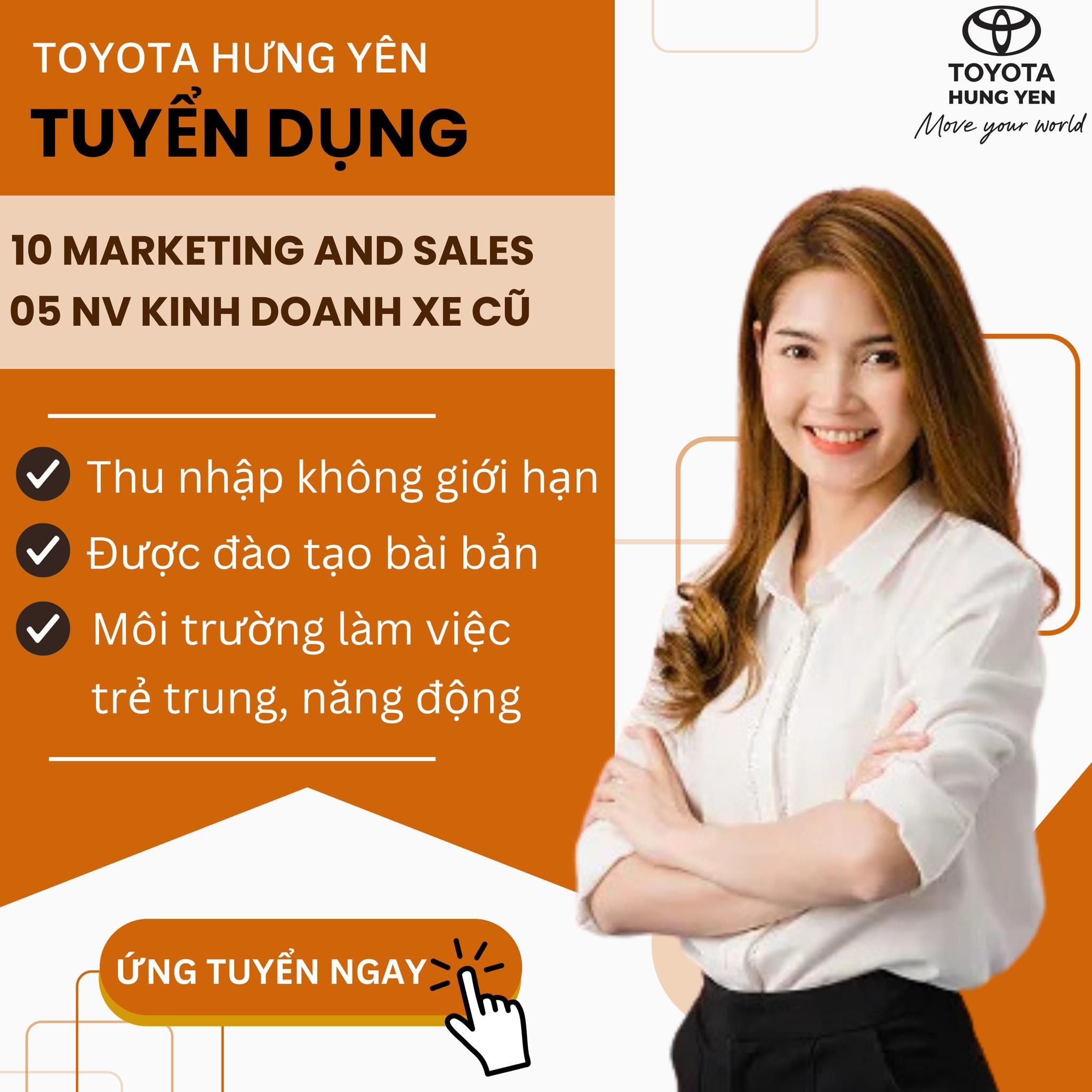 TOYOTA HƯNG YÊN TUYỂN DỤNG NHÂN SỰ - PHỎNG VẤN ĐẠT ĐI LÀM NGAY: